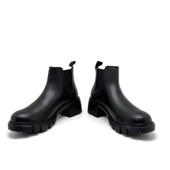 Steve Madden Howler Bootie Black Chunky Heel Combat Boots Size 8.5 - Picture 5 of 12